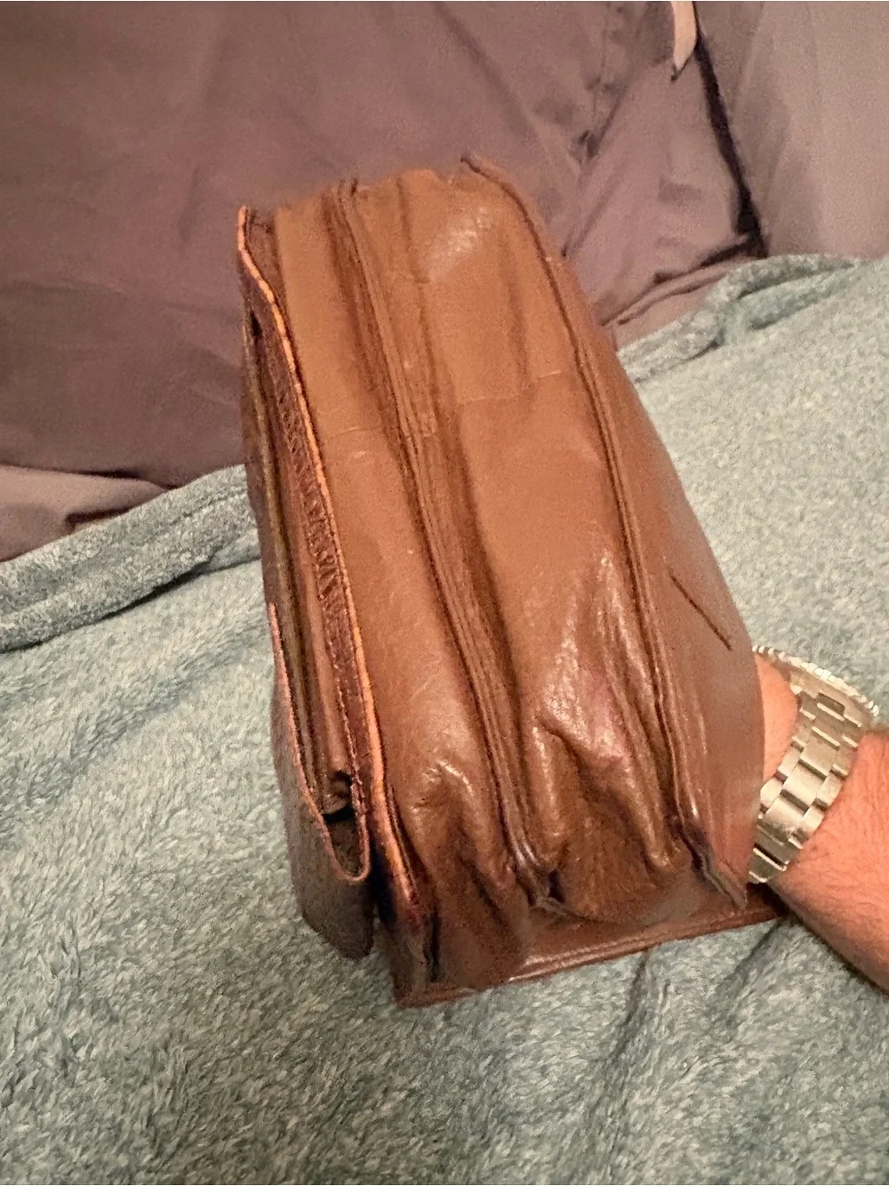Brighton Gina Croc Leather Organizer Clutch Wallet Brown Rare Vintage Y2K
